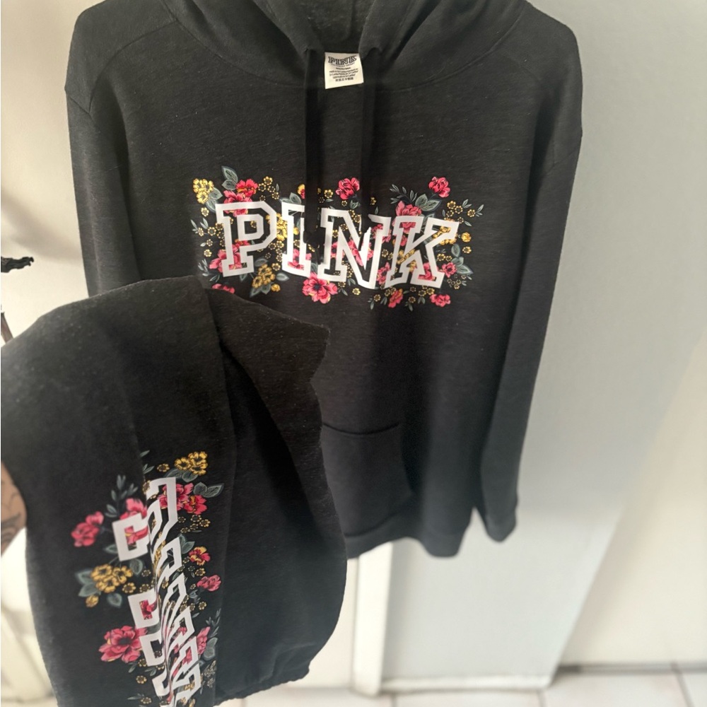 Pink Floral Graphic Hoodie and sweats